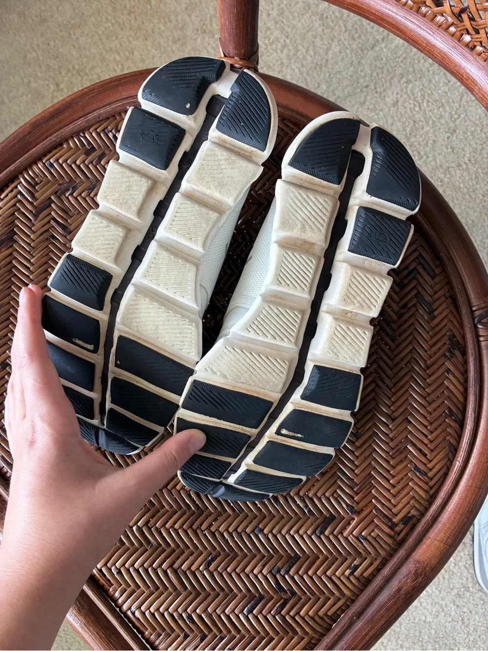 On Cloud White and Black Running Shoes